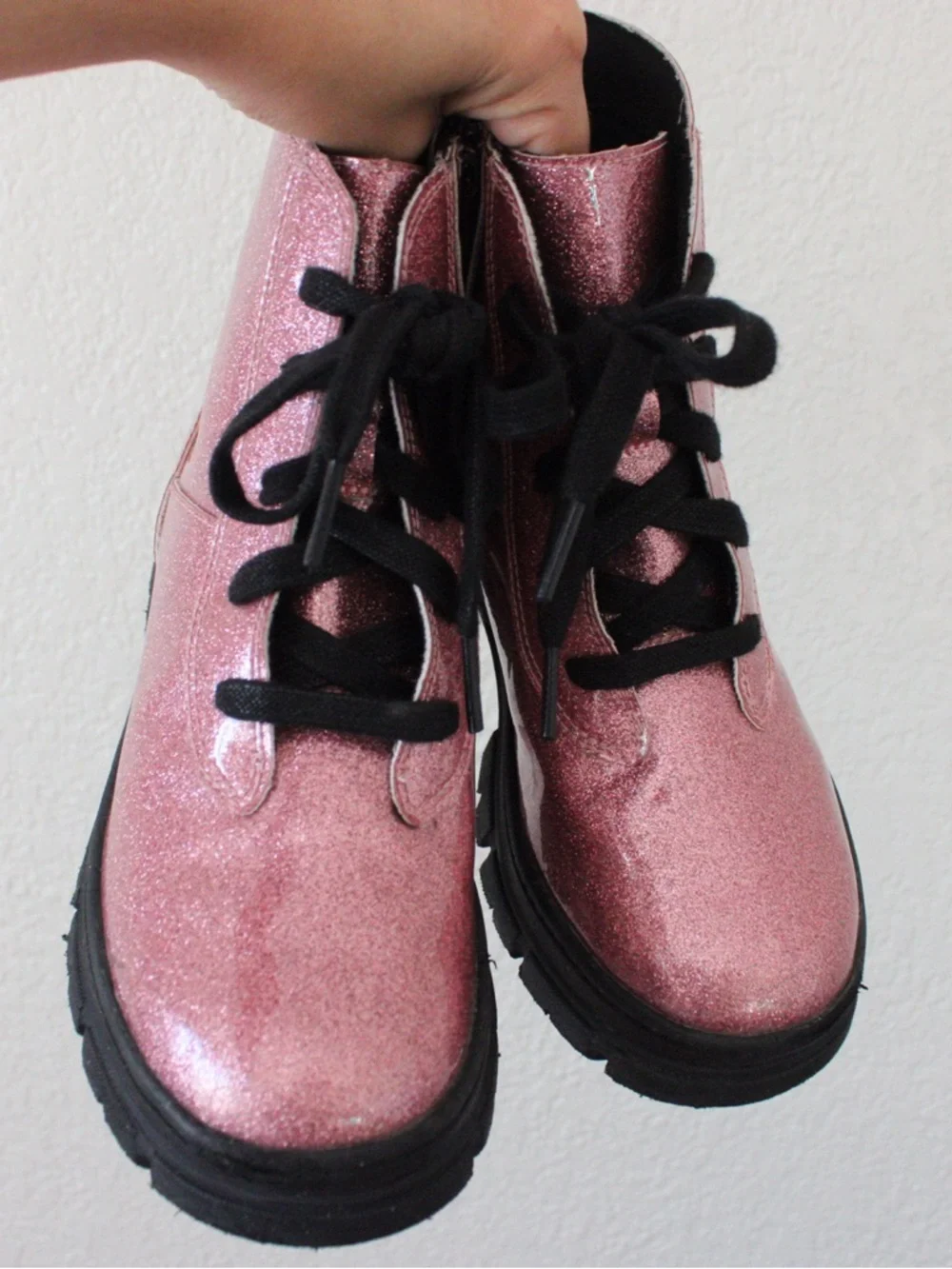 UGG Ashton Lace Up Pink Glitter Boots